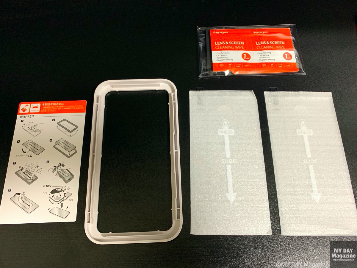 iPhone11 Pro Max用の液晶ガラスSpigen「AlignMaster」は安定の品質。ガイド枠付きで貼り付けも簡単!